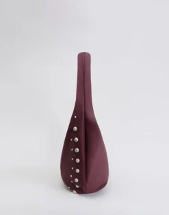 Studded Slouch Bag in Burgundy