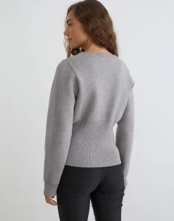 Subra Long Sleeve Cardigan in Grey
