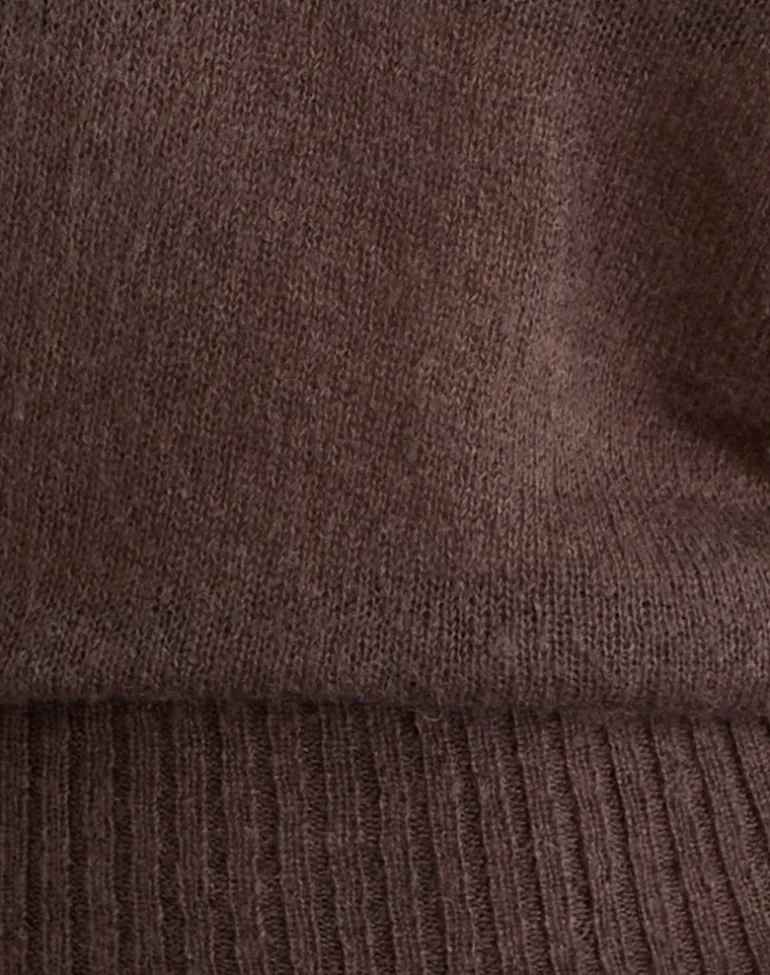 Suena Asymmetric Jumper in Knit Dark Chocolate