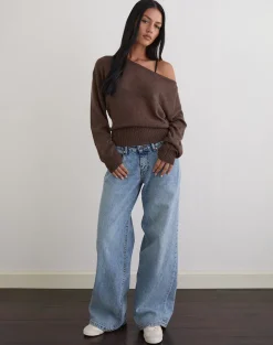 Suena Asymmetric Jumper in Knit Dark Chocolate