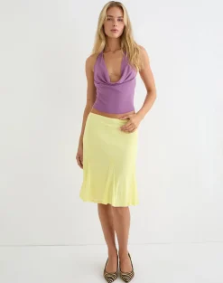 Suhuira Midi Skirt in Mesh Yellow