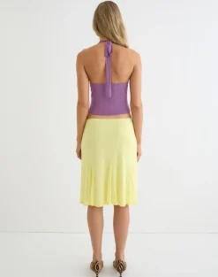 Suhuira Midi Skirt in Mesh Yellow
