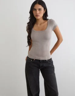 Sumala Tee in Thick Rib Moon Rock
