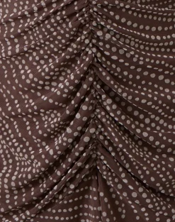 Sumiko Mini Dress in Abstract Polka Flock Brown