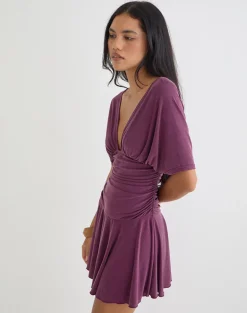 Sunmi Mini Dress in Cupro Deep Purple