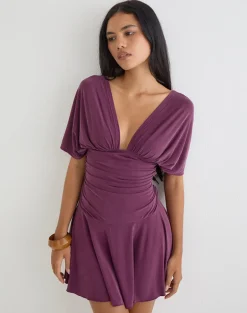 Sunmi Mini Dress in Cupro Deep Purple