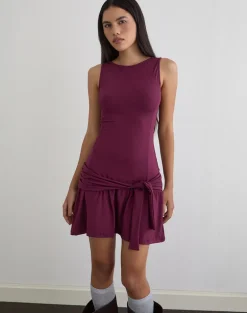 Supriati Mini Dress in Rayon Jersey Deep Purple