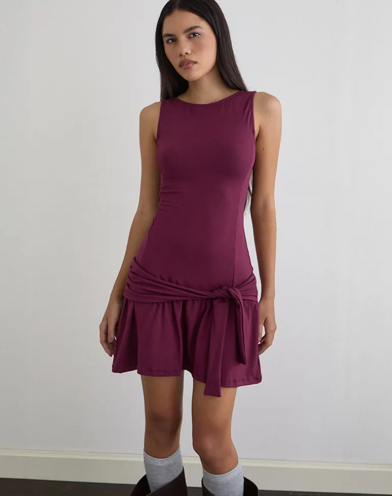 Supriati Mini Dress in Rayon Jersey Deep Purple