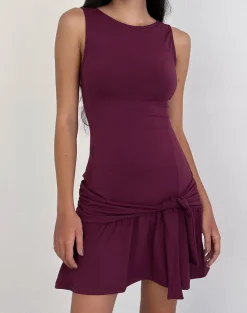 Supriati Mini Dress in Rayon Jersey Deep Purple