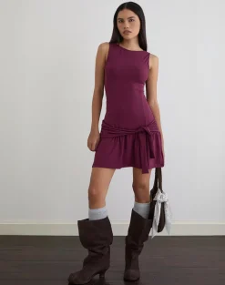 Supriati Mini Dress in Rayon Jersey Deep Purple