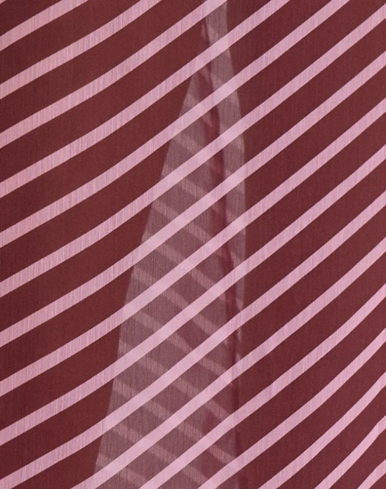 Surina Maxi Skirt in Tilted Stripe Chiffon Pink and Burgundy