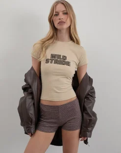Sutin Tee in Coconut Milk with Wild Stride Graphic