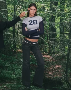 Sutin Tee in Grey Marl with Polka Embroidery