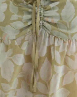 Sylva Asymmetric Hem Cami Top in Pale Flower Green
