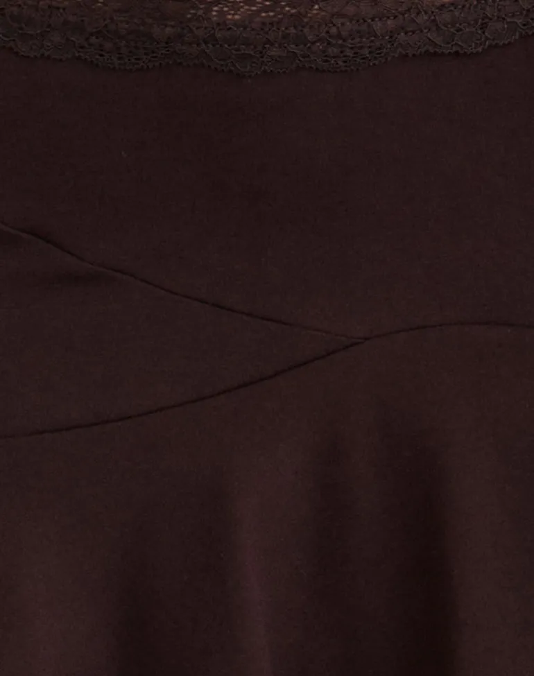 Taleah Mini Skirt with Lace in Bitter Chocolate