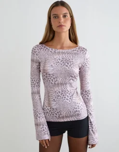Talindra Long Sleeve Top in Leopard Jersey Lilac