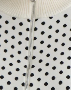 Talisa Zip Through Knit Jacket in Tiny Polka Ivory