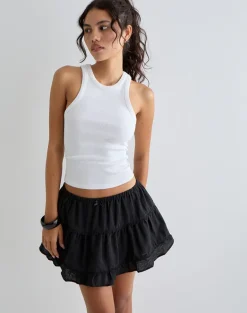 Talvi Tiered Frill Mini Skirt in Black