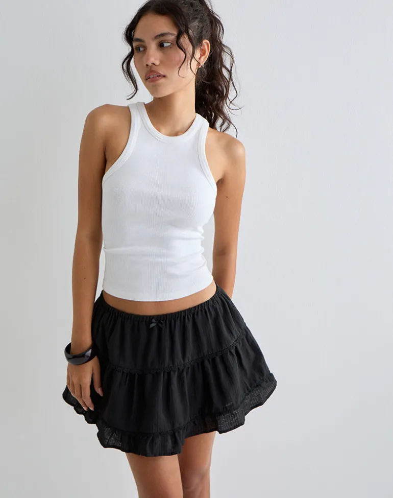 Talvi Tiered Frill Mini Skirt in Black