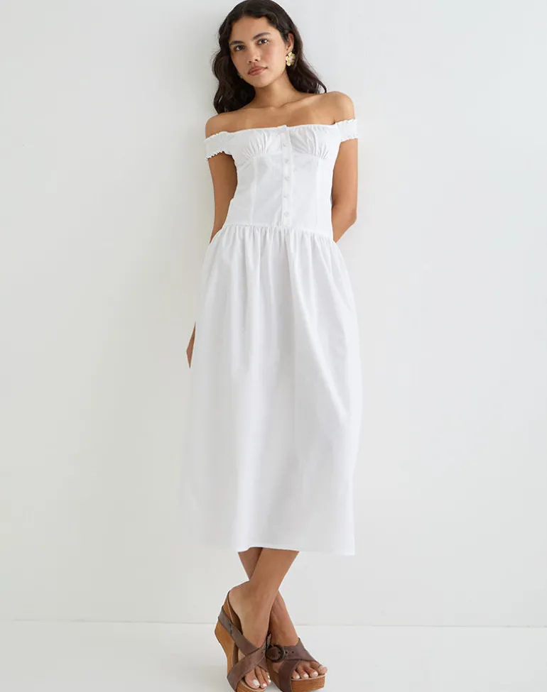 Tamashi Off the Shoulder Maxi Dress in White