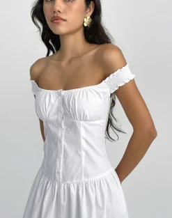 Tamashi Off the Shoulder Maxi Dress in White