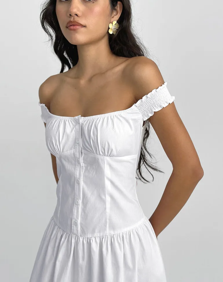 Tamashi Off the Shoulder Maxi Dress in White