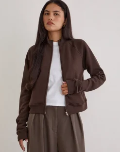 Tamayo Zip Turtleneck Jumper in Bitter Chocolate