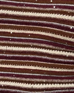 Tamia Off Shoulder Top in Shimmer Stripe Knit Rust