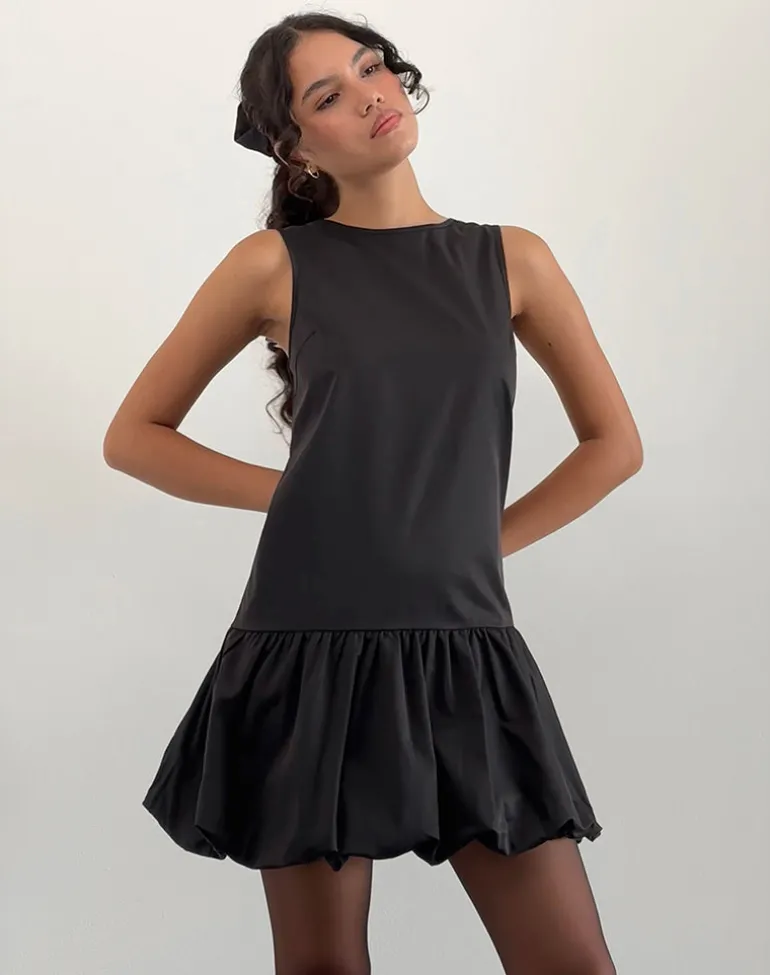 Tamilo Bubble Hem Mini Dress in Black