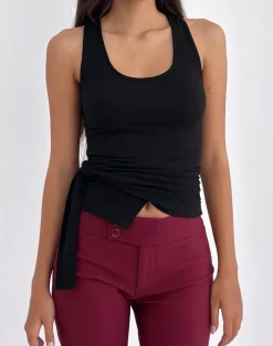 Tanzy Tie Top in Jersey Black