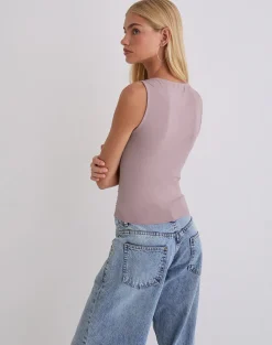 Tanzy Tie Top in Jersey Dusty Mauve