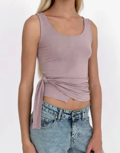 Tanzy Tie Top in Jersey Dusty Mauve