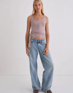 Tanzy Tie Top in Jersey Dusty Mauve