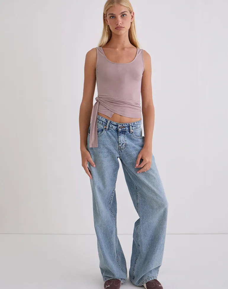 Tanzy Tie Top in Jersey Dusty Mauve