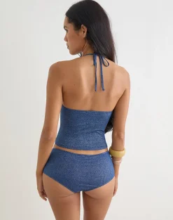 Tarikh Swim Tank Top in Shimmer Navy