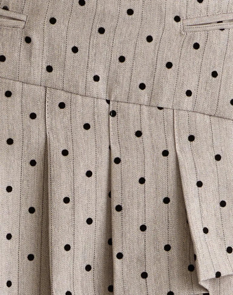 Tarja Mini Skirt in Beige with Polka Pinstripe