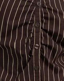 Tarsi Fitted Shirt in Mono Pinstripe Chocolate