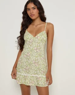 Tatavi Mini Dress in Blooming Lily Green