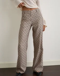 Tatina Trouser in Beige with Polka Pinstripe