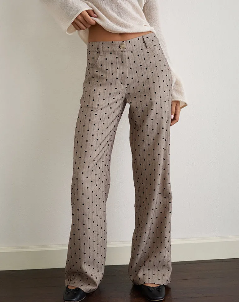 Tatina Trouser in Beige with Polka Pinstripe