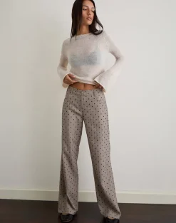 Tatina Trouser in Beige with Polka Pinstripe