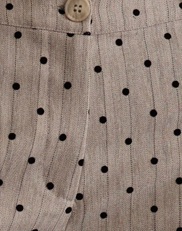 Tatina Trouser in Beige with Polka Pinstripe