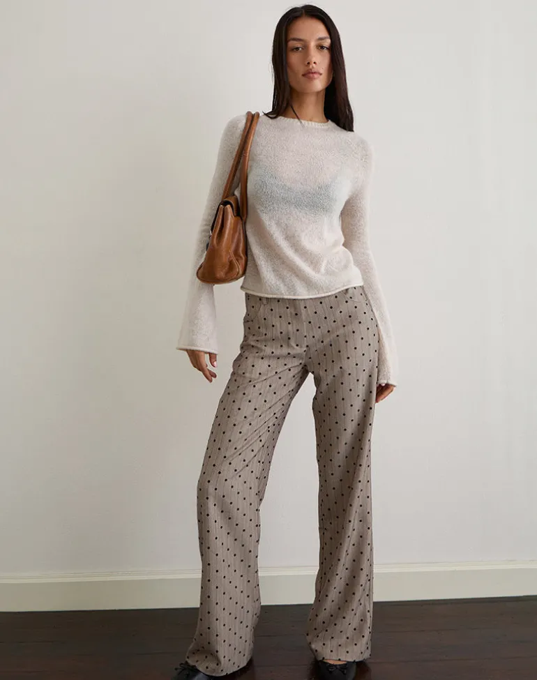 Tatina Trouser in Beige with Polka Pinstripe