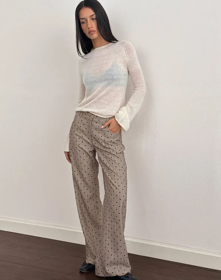 Tatina Trouser in Beige with Polka Pinstripe