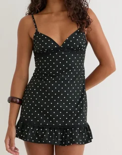 Tavita Mini Dress in Basic Polka Black