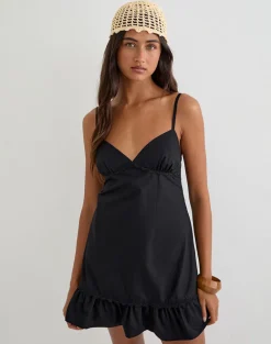 Tavita Mini Dress in Poplin Black