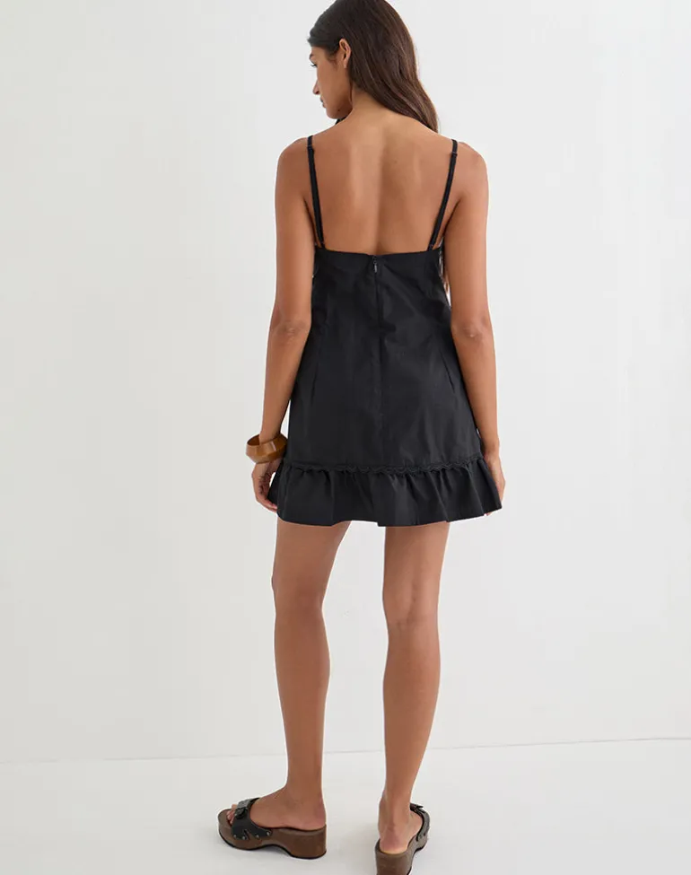 Tavita Mini Dress in Poplin Black