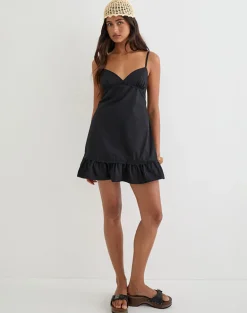 Tavita Mini Dress in Poplin Black
