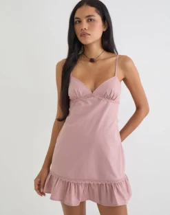 Tavita Mini Dress in Poplin Dusty Rose