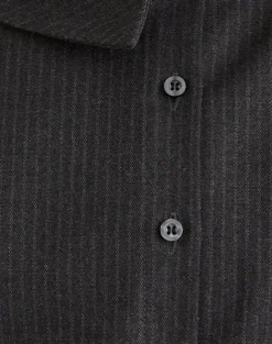 Telese Asymmetric Shirt in Dusky Pinstripe Grey